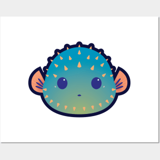 Poker Face Puffer Fish Posters and Art